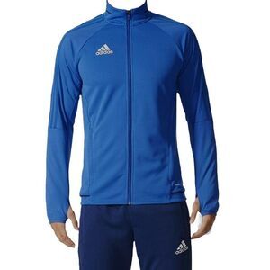 Adidas Men’s Trio 17 Full Zip Training Jacket White Mock‎ Neck BQ8201 Thumbhole